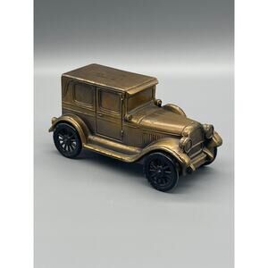 VTG 1974 Farmers & Citizens Brass Car Model Coin Bank Banthrico Collectible